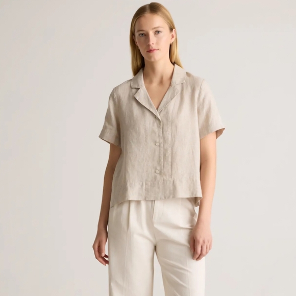 Tahari Tops - Breezy 100% European Linen Relaxed Fit Shirt by TAHARI  Natural Beige Worn Once